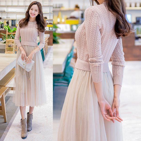 long sleeve dress woman clothing dress 1 2 sleeve sweater autumn winter dresses sweater mesh office casual long designer clothes, Black;gray
long sleeve dress woman clothing dress 1 2 sleeve sweater autumn winter dresses sweater mesh office casual long designer clothes, Black;gray