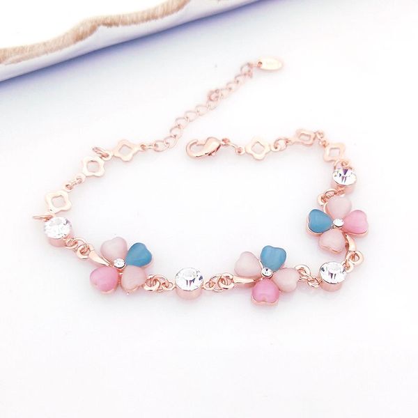 new trendy rose color opal clover flower bracelets for women fashion cute 2 colors charm bracelets & bangles exquisite wedding jewelry, Golden;silver
new trendy rose color opal clover flower bracelets for women fashion cute 2 colors charm bracelets & bangles exquisite wedding jewelry, Golden;silver