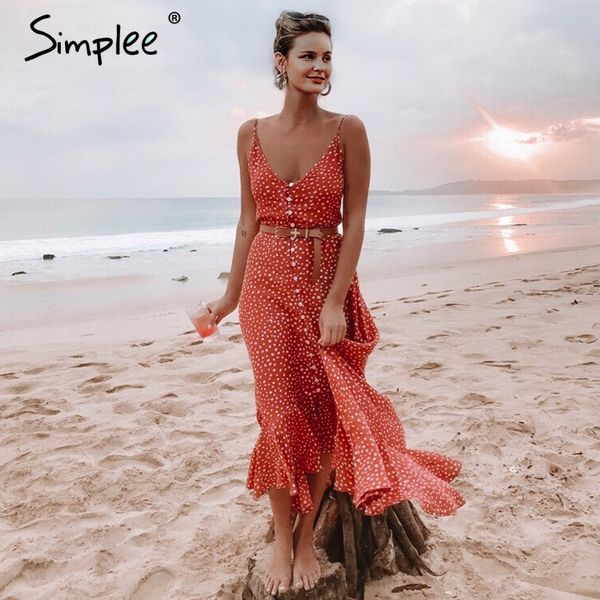 simplee elegant polka dot boho women midi summer dress v-neck strap button a-line dress female print beach vestidos, Black;gray
simplee elegant polka dot boho women midi summer dress v-neck strap button a-line dress female print beach vestidos, Black;gray