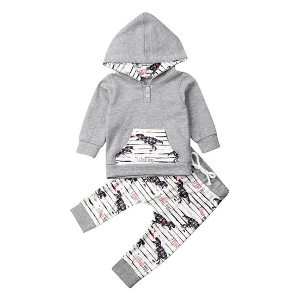 newborn baby boy hooded +long pants leggings outfits toddler warm clothes, White