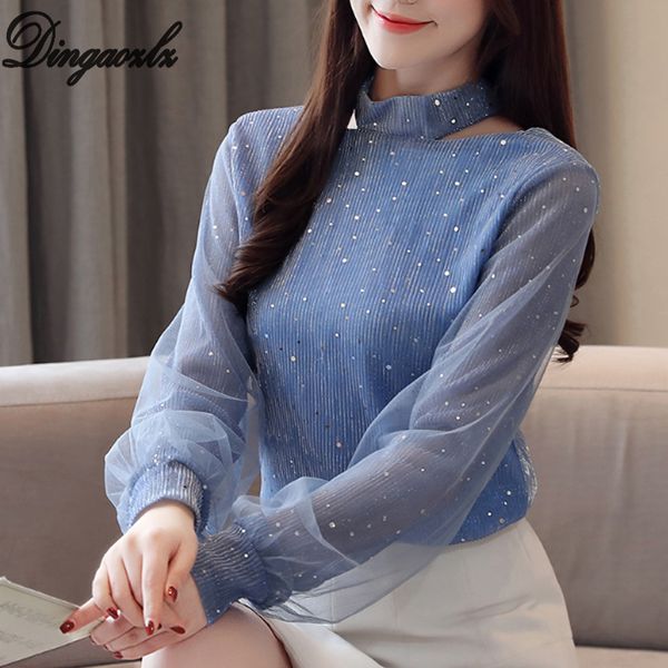 dingaozlz 2019 spring new sequin mesh splicing women lace shirt bow tie casual chiffon blouse, White
dingaozlz 2019 spring new sequin mesh splicing women lace shirt bow tie casual chiffon blouse, White