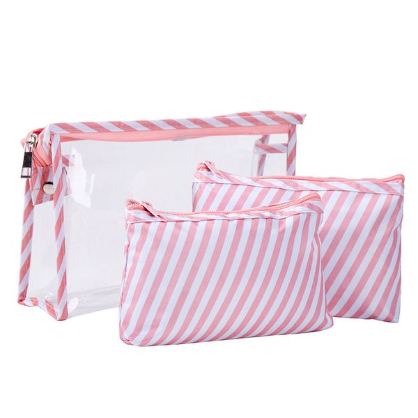 large capacity transparent pvc three piece cosmetic bag portable waterproof and dustproof travel suit toiletries storage bag 
large capacity transparent pvc three piece cosmetic bag portable waterproof and dustproof travel suit toiletries storage bag