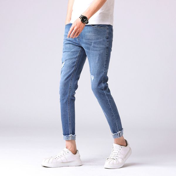 2019 elasticity capri pants men's korean-style trend slim fit pants casual 9 points men's jeans popular brand doubled trousers, Blue
2019 elasticity capri pants men's korean-style trend slim fit pants casual 9 points men's jeans popular brand doubled trousers, Blue