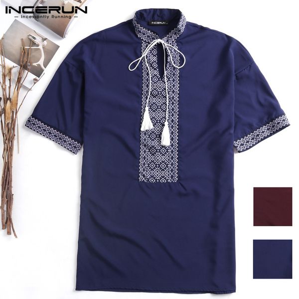 incerun ethnic men shirts dress short sleeve stand v neck embroidery print drawstring casual shirts men camisas chemsie big, White;black
incerun ethnic men shirts dress short sleeve stand v neck embroidery print drawstring casual shirts men camisas chemsie big, White;black