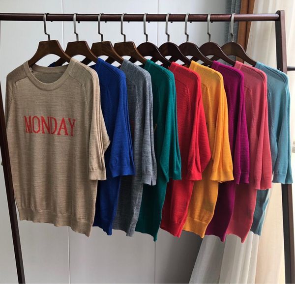 women sweater week sweater short sleeve early autumn style brilliant color wool acrylic thin knit pullover, White;black
women sweater week sweater short sleeve early autumn style brilliant color wool acrylic thin knit pullover, White;black