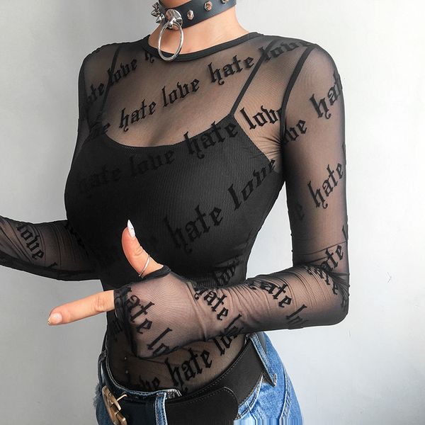 women mesh t-shirts see-through perspective tshirt letter printed o neck transparent long sleeve t shirt women, White
women mesh t-shirts see-through perspective tshirt letter printed o neck transparent long sleeve t shirt women, White