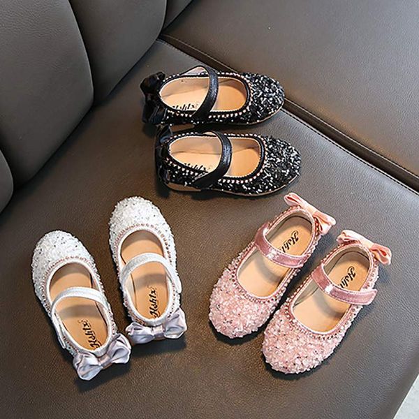 school shoes girls sequins leather princess sandals pearl bows wild soft-soled dance shoes for fashion girls party dress, Black;grey
school shoes girls sequins leather princess sandals pearl bows wild soft-soled dance shoes for fashion girls party dress, Black;grey