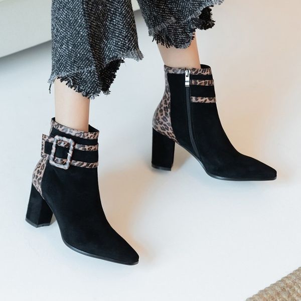 autumn ankle boots chic leopard women high heels western booties pointed toe belt buckle winter women's boots shoes woman34-43, Black
autumn ankle boots chic leopard women high heels western booties pointed toe belt buckle winter women's boots shoes woman34-43, Black