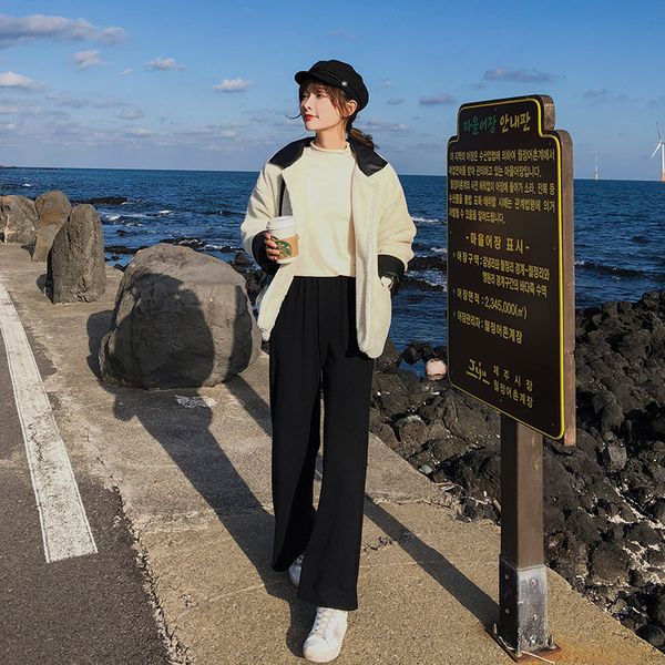 2019 women's autumn and winter new fashion wild stitching coat loose casual thick wool women's kf5547, Black
2019 women's autumn and winter new fashion wild stitching coat loose casual thick wool women's kf5547, Black