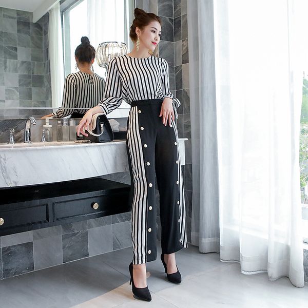 luxury designer wide leg pants original high-end women's temperament stripe splicing loose two-piece women's fashion suit, White
luxury designer wide leg pants original high-end women's temperament stripe splicing loose two-piece women's fashion suit, White