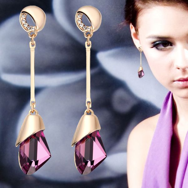 classic elegant long earrings for women fashion geometric crystal gold color water drop earring jewelry, Silver
classic elegant long earrings for women fashion geometric crystal gold color water drop earring jewelry, Silver