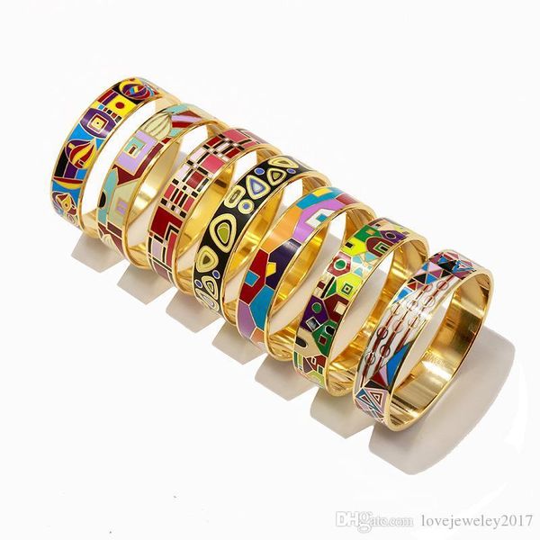 fashion style gold bangle with coloured drawing design for women titanium steel enamel wide edition bangle drip oil bracelet fine jewelry, Black
fashion style gold bangle with coloured drawing design for women titanium steel enamel wide edition bangle drip oil bracelet fine jewelry, Black