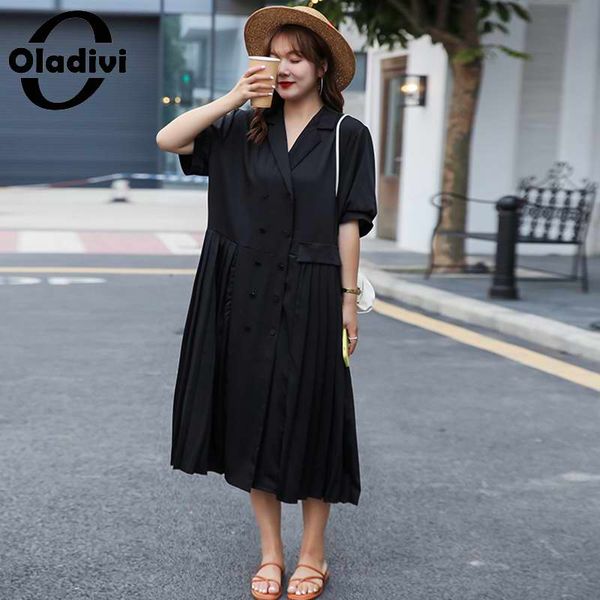 oladivi plus size women shirt dress fashion ladies casual loose summer official pleated dresses female vestidios 7xl 6xl 5xl, Black;gray
oladivi plus size women shirt dress fashion ladies casual loose summer official pleated dresses female vestidios 7xl 6xl 5xl, Black;gray
