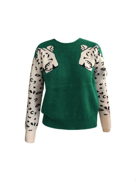 leopard panelled womens designer sweater long sleeve crew neck womens sweaters trendy womens sweater apparel, White;black
leopard panelled womens designer sweater long sleeve crew neck womens sweaters trendy womens sweater apparel, White;black