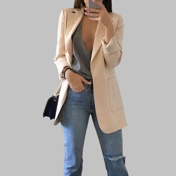 women's suit fashion lapel slim cardigan temperament suit medium long women's coat large size, White;black
women's suit fashion lapel slim cardigan temperament suit medium long women's coat large size, White;black