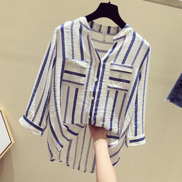 women's blouses & shirts 2021 summer for women loose fashion full sleeve striped v-neck ladies button shirts#g30, White
women's blouses & shirts 2021 summer for women loose fashion full sleeve striped v-neck ladies button shirts#g30, White