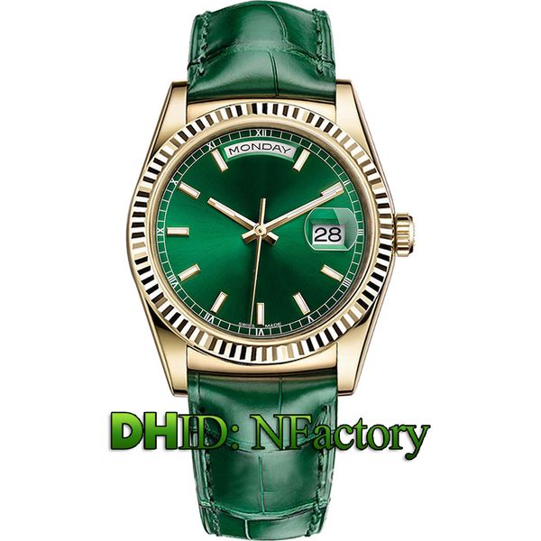 designer watch 118138 118135 118139 eta2836-2 automatic movement gold case green leather strap sapphire date week shows luminous effect, Slivery;brown
designer watch 118138 118135 118139 eta2836-2 automatic movement gold case green leather strap sapphire date week shows luminous effect, Slivery;brown