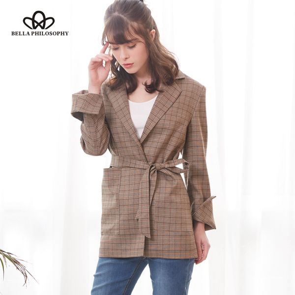 bella philosophy au women vintage jacket long split sleeve bow sashes female plaid jacket loose office lady feminino, Black;brown
bella philosophy au women vintage jacket long split sleeve bow sashes female plaid jacket loose office lady feminino, Black;brown