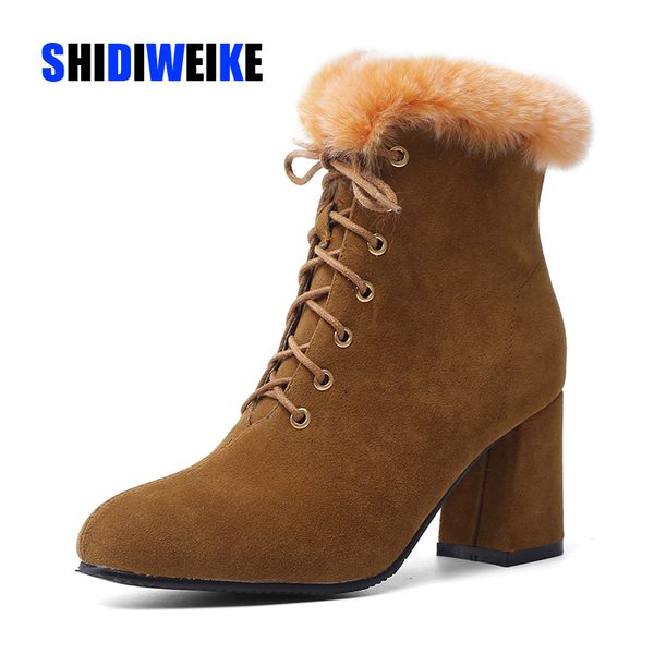 2019 plus size 34-43 lace up women shoes fashion wholesale square heels fur ankle boots winter warm boot, Black
2019 plus size 34-43 lace up women shoes fashion wholesale square heels fur ankle boots winter warm boot, Black