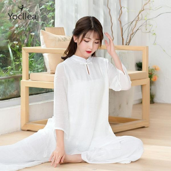 white cotton linen two piece sets casual loose + elastic waist wide leg pants sets taiji clothings sport women suits
white cotton linen two piece sets casual loose + elastic waist wide leg pants sets taiji clothings sport women suits