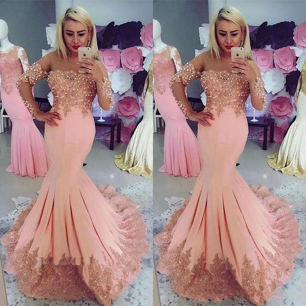 2019 new peach pink mermaid evening dresses with capped long sleeves lace appliques beading see through neckline ruched formal evening gowns, Black;red
2019 new peach pink mermaid evening dresses with capped long sleeves lace appliques beading see through neckline ruched formal evening gowns, Black;red