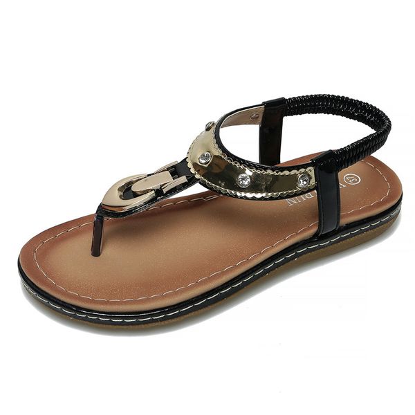 womens designer pu sandals luxury gold flat ladies sandals fashion womens elastic band womens sandals, Black
womens designer pu sandals luxury gold flat ladies sandals fashion womens elastic band womens sandals, Black