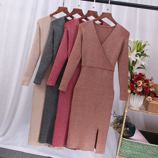 onlysvter knee-length knitted autumn women dress lurex glitter sweater dress v-neck rib female pullover dresses, Black;gray
onlysvter knee-length knitted autumn women dress lurex glitter sweater dress v-neck rib female pullover dresses, Black;gray