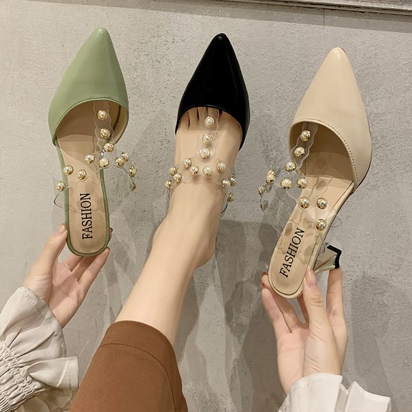 slippers casual female shoes thin heels cover toe rivet heeled mules string bead slides 2020 pointed high summer soft, Black
slippers casual female shoes thin heels cover toe rivet heeled mules string bead slides 2020 pointed high summer soft, Black