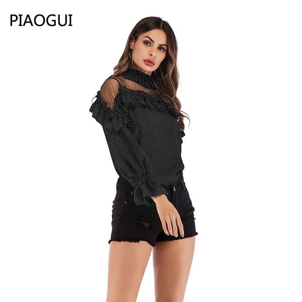 2019 spring women shirts blouse leopard print polka dot flare sleeve splicing mesh ruffled chiffon shirt female blouses, White
2019 spring women shirts blouse leopard print polka dot flare sleeve splicing mesh ruffled chiffon shirt female blouses, White
