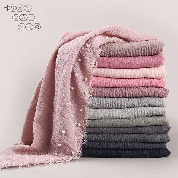 95*180cm women muslim crinkle hijab scarf with pearls femme musulman soft cotton headscarf islamic long shawls and wraps 55color, Red
95*180cm women muslim crinkle hijab scarf with pearls femme musulman soft cotton headscarf islamic long shawls and wraps 55color, Red