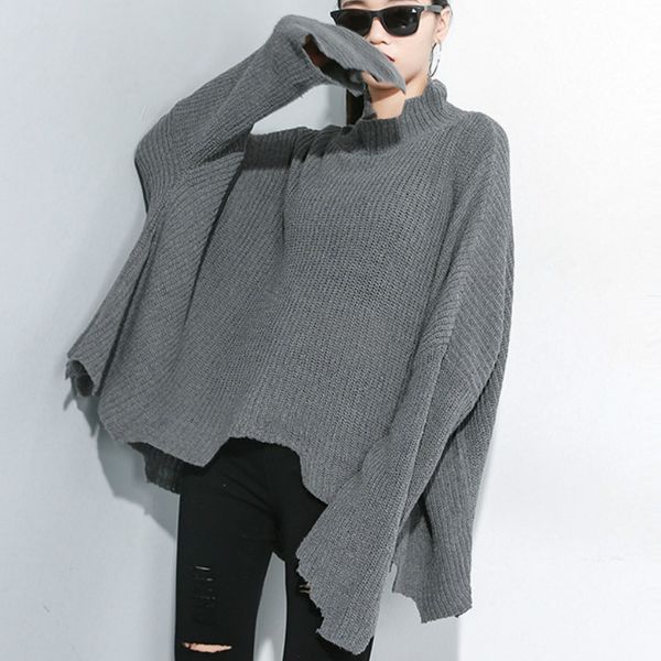 asymettric punk sweaters turtleneck autumn and winter sweater women's loose gray long sleeve 2019 new knit batwing sa292s30, White;black
asymettric punk sweaters turtleneck autumn and winter sweater women's loose gray long sleeve 2019 new knit batwing sa292s30, White;black