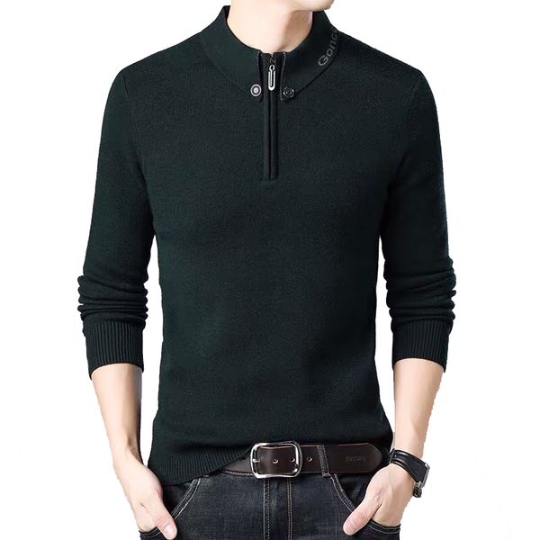 man wool semi-zipper loose sweater fashion casual pullovers, White;black 
man wool semi-zipper loose sweater fashion casual pullovers, White;black