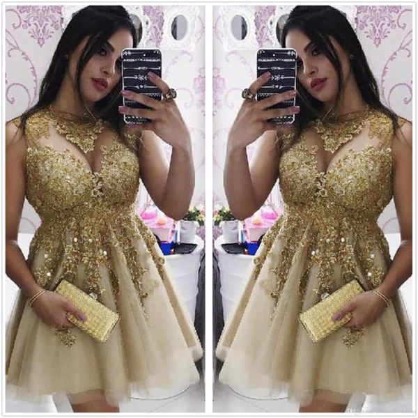2020 new sheer neck gold lace a line homecoming dresses sleeveless tulle applique beaded knee length short party cocktail prom dresses, Blue;pink
2020 new sheer neck gold lace a line homecoming dresses sleeveless tulle applique beaded knee length short party cocktail prom dresses, Blue;pink