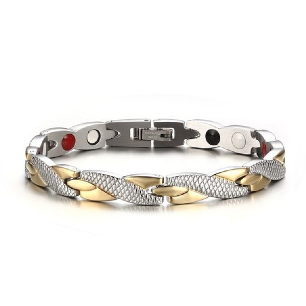 twisted magnet health bracelets & bangles 316l stainless steel casual jewelry h power bracelet for women, Golden;silver
twisted magnet health bracelets & bangles 316l stainless steel casual jewelry h power bracelet for women, Golden;silver