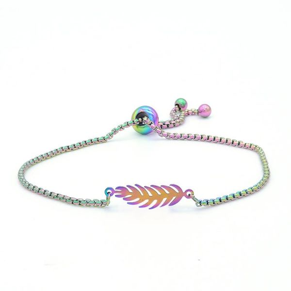 100% stainless steel rainbow colorful peacock feather charm bracelets for women dainty steel bracelets wholesale, Black
100% stainless steel rainbow colorful peacock feather charm bracelets for women dainty steel bracelets wholesale, Black
