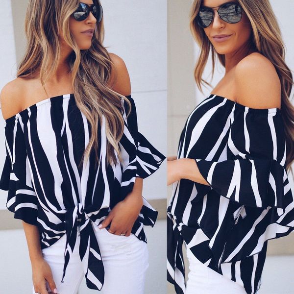 2019 summer fashion women's blouse summer striped shirts ladies off shoulder mid flare sleeve loose casual blouse cotton, White
2019 summer fashion women's blouse summer striped shirts ladies off shoulder mid flare sleeve loose casual blouse cotton, White