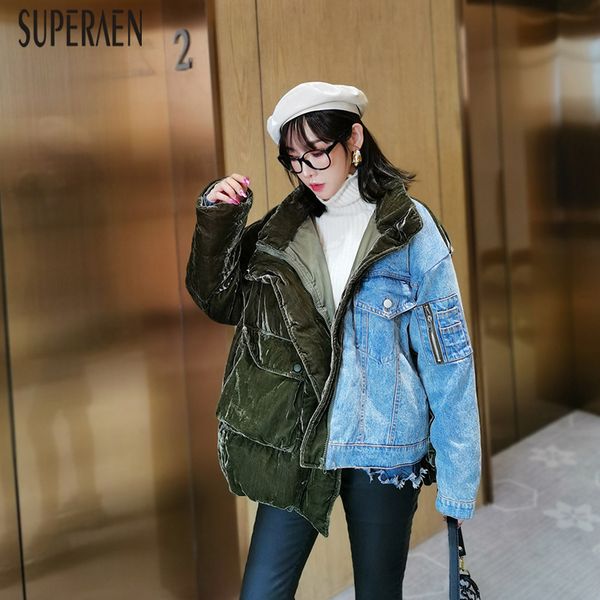 superaen europe warm parkas coat women 2020 winter new velvet wild denim splice jackets female thick casual women clothing, Black
superaen europe warm parkas coat women 2020 winter new velvet wild denim splice jackets female thick casual women clothing, Black