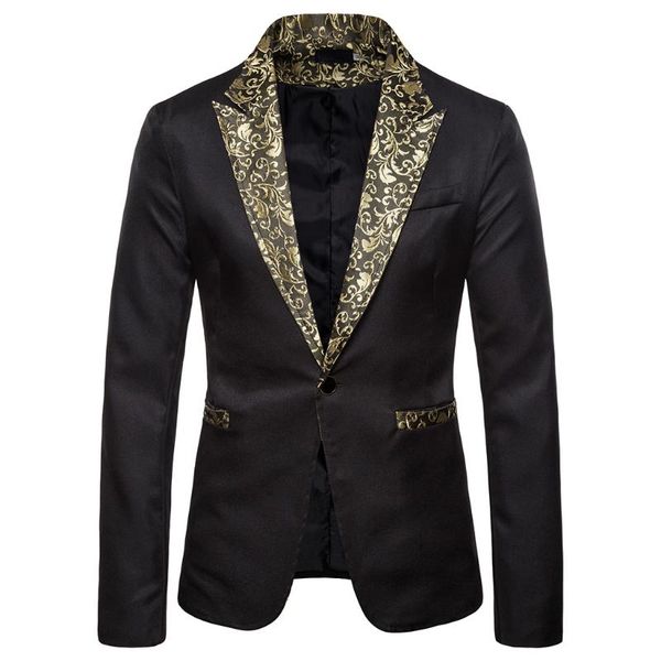 men's suits & blazers mens shawl lapel blazer designs plus size gold flowers print sequins suit jacket dj club stage singer clothes, White;black
men's suits & blazers mens shawl lapel blazer designs plus size gold flowers print sequins suit jacket dj club stage singer clothes, White;black