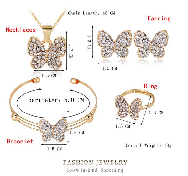 2020 cute butterfly girls kids jewelry sets 4pcs set fashion crystal rhinestones children bracelet necklace earrings jewelry set, Black 
2020 cute butterfly girls kids jewelry sets 4pcs set fashion crystal rhinestones children bracelet necklace earrings jewelry set, Black