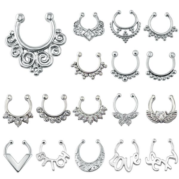 1pc fashion fake septum piercing ring non piercing nose ring faux septum clicker stainless steel hanger clip on body jewelry, Silver
1pc fashion fake septum piercing ring non piercing nose ring faux septum clicker stainless steel hanger clip on body jewelry, Silver