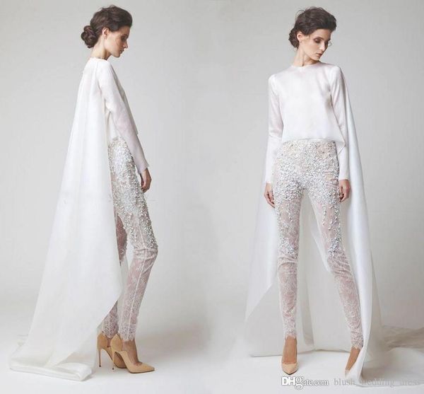2020 white evening dresses two pieces chiffon lace pearl trousers see through long sleeves elio abou fayssal evening gowns with jacket, Black;red
2020 white evening dresses two pieces chiffon lace pearl trousers see through long sleeves elio abou fayssal evening gowns with jacket, Black;red