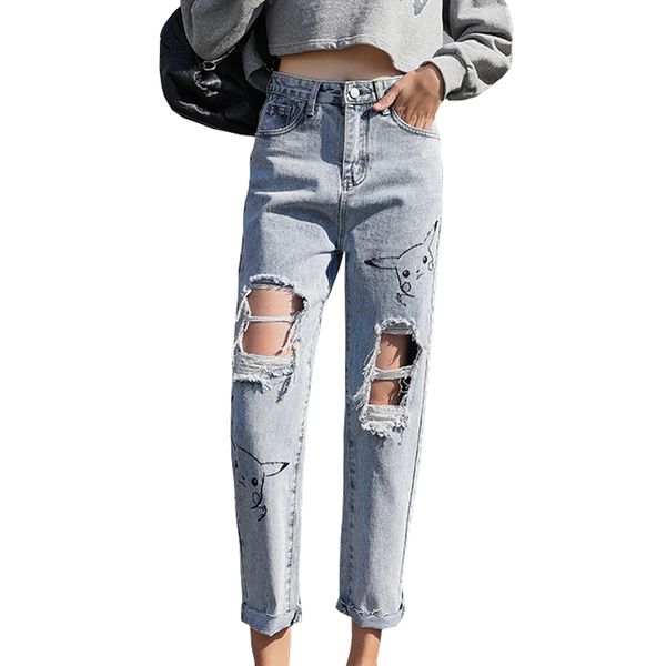 summer jeans women 2019 new vintage hole denim straight pants loose harajuku cute cartoon embroidered jeans female #8012, Blue
summer jeans women 2019 new vintage hole denim straight pants loose harajuku cute cartoon embroidered jeans female #8012, Blue