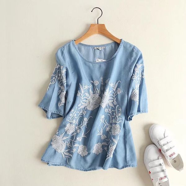 women's t-shirt summer round neck embroidered short sleeve 2021 fashion casual national style cotton s-l, White
women's t-shirt summer round neck embroidered short sleeve 2021 fashion casual national style cotton s-l, White