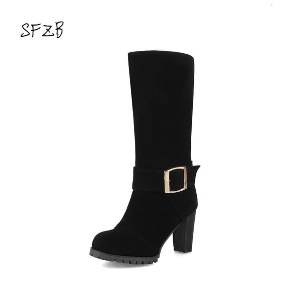 sfzb black brown fashion women boots round toe zipper flock ladies boots square heel autumn winter big size 
sfzb black brown fashion women boots round toe zipper flock ladies boots square heel autumn winter big size