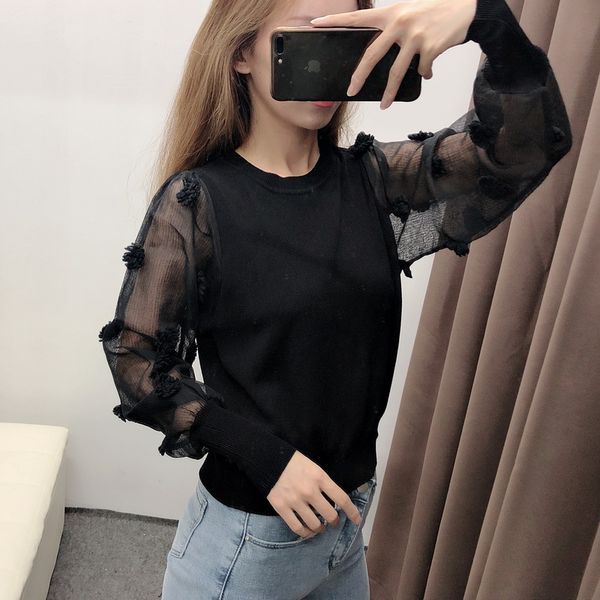 personality women black sweater patchwork transparent sleeve autumn 2020 new fashion o-neck knit modern lady pullover, White
personality women black sweater patchwork transparent sleeve autumn 2020 new fashion o-neck knit modern lady pullover, White
