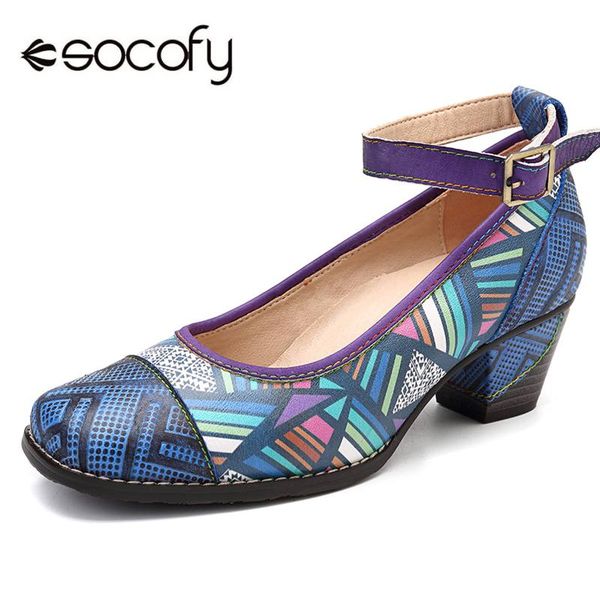 socofy retro bohemia genuine leather splicing colorful geometric pattern comfortable buckle strap vintage pumps for spring new, Black
socofy retro bohemia genuine leather splicing colorful geometric pattern comfortable buckle strap vintage pumps for spring new, Black