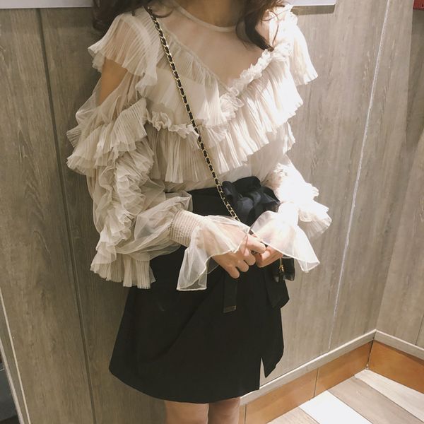 brand designer luxury women party blouse 2019 summer high street fashion female gauze panelled ruffled cocktail shirts streetwear, White
brand designer luxury women party blouse 2019 summer high street fashion female gauze panelled ruffled cocktail shirts streetwear, White