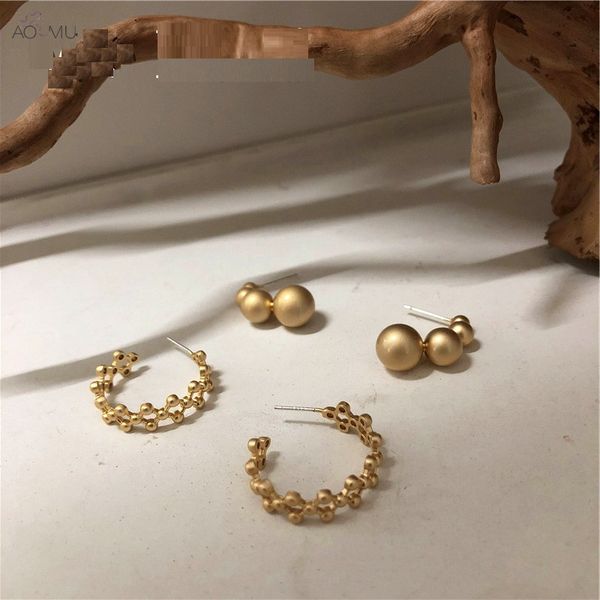 aomu prevent allergy exaggerated multi-size metal ball c-shaped matte metal gold stud earrings for women gifts party jewelry, Golden;silver
aomu prevent allergy exaggerated multi-size metal ball c-shaped matte metal gold stud earrings for women gifts party jewelry, Golden;silver