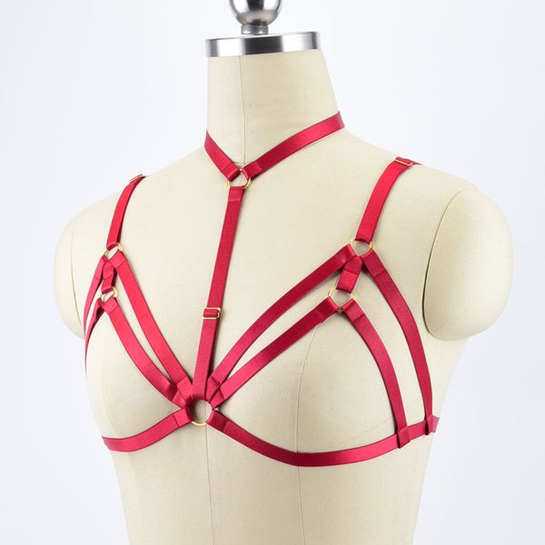 women red elastic fetish body harness wear cage bra bondage lingerie handmade cupless body harness goth crop underwear, Black;white
women red elastic fetish body harness wear cage bra bondage lingerie handmade cupless body harness goth crop underwear, Black;white