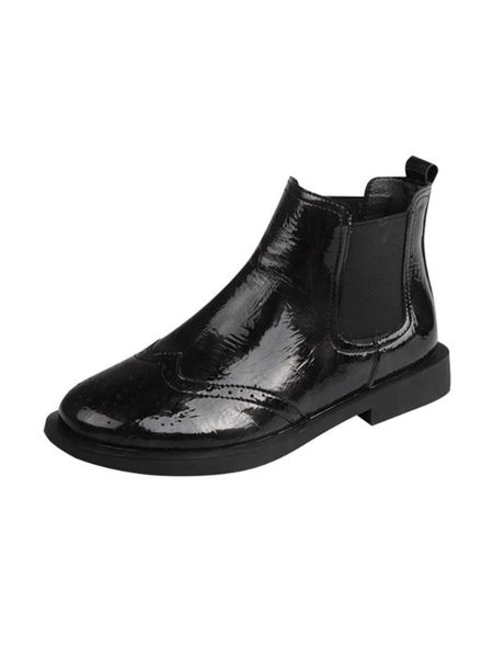 women snow boots patent leather winter warm brogue carved ankle boots fashion for women flat shoes, Black
women snow boots patent leather winter warm brogue carved ankle boots fashion for women flat shoes, Black